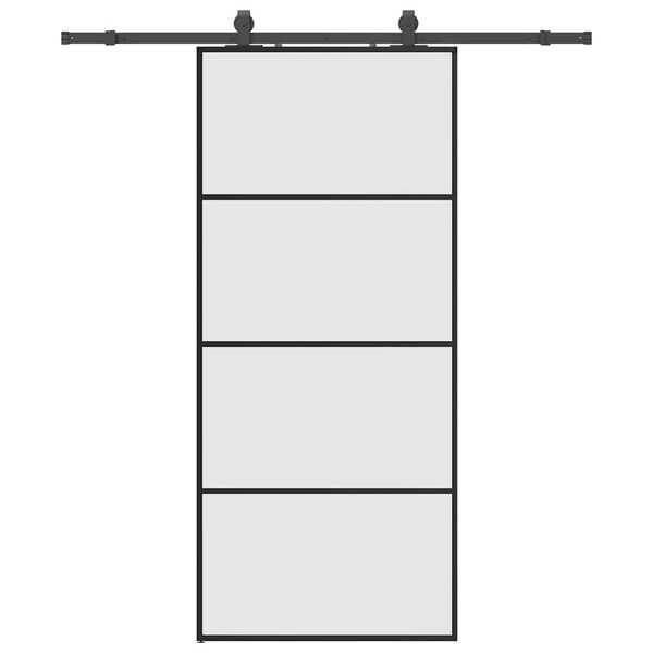 vidaXL Liukuovi asennustarvikkeilla musta 90x205 cm ESG lasi