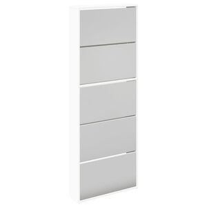 vidaXL Kenk&auml;kaappi peileill&auml; 5 kerrosta Valkoinen 63x17x169,5 cm
