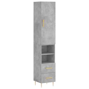 vidaXL Kaappi betoninharmaa 34,5x34x180 cm tekninen puu