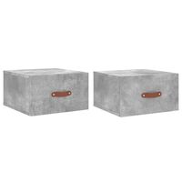 vidaXL Seinäkiinnitettävät yöpöydät 2 kpl betoninharmaa 35x35x20 cm