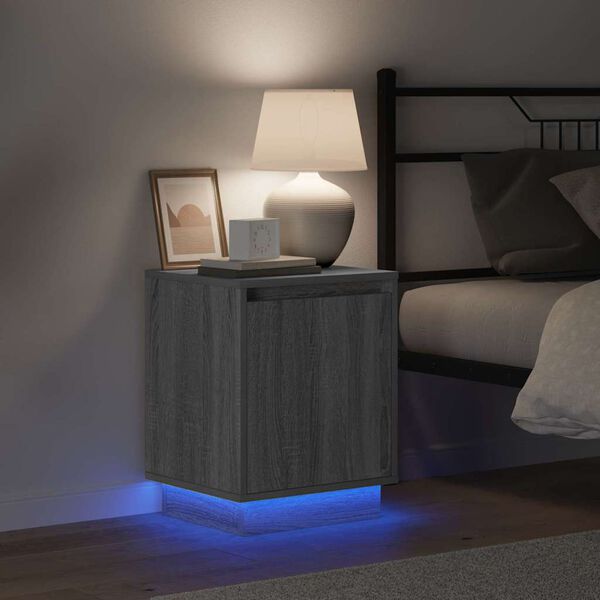 vidaXL Y&ouml;p&ouml;yt&auml;kaappi Harmaa 39 x 34,5 x 50 cm Tekninen puu