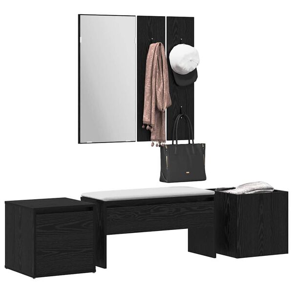 vidaXL Eteiskalustesetti Sein&auml;kiinnitett&auml;v&auml; 6 pcs Tekninen puu