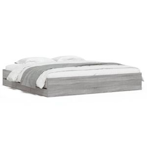 vidaXL S&auml;ngynrunko laatikoilla harmaa Sonoma 200x200 cm tekninen puu