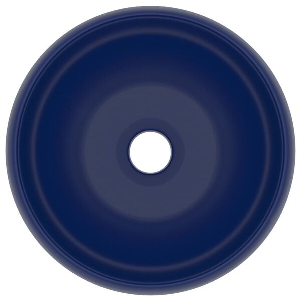 vidaXL Ylellinen pesuallas pyöreä matta tummansininen 40x15 cm keraami