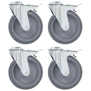 vidaXL Rullapy&ouml;r&auml;t pultinrei&acute;ill&auml; ja kaksoisjarruilla 4 kpl 125 mm