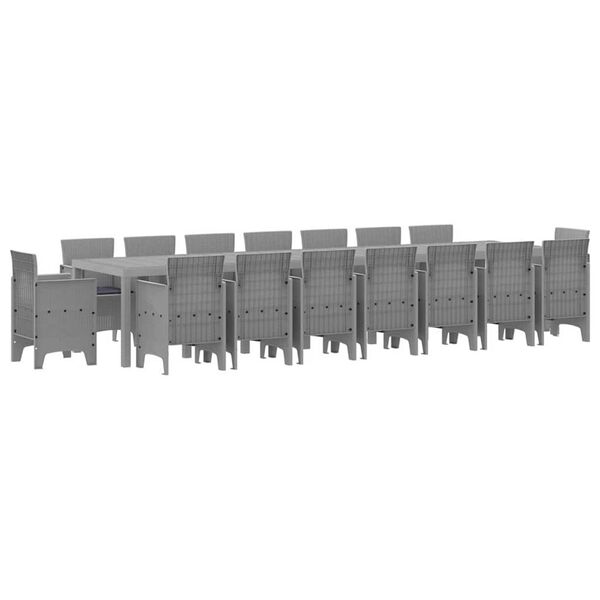 vidaXL Puutarhap&ouml;yt&auml;setti tyynyill&auml; tyynyll&auml; 17 pcs Vaaleanharmaa PP