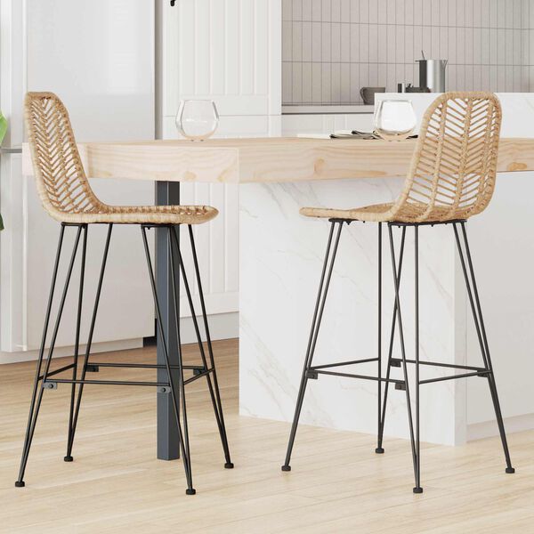 vidaXL Baarituoli 2 pcs Luonnollinen 44,5 x 53 x 111 cm