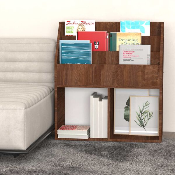 vidaXL Lasten lehtiteline ruskea tammi 71x30x78,5 cm tekninen puu