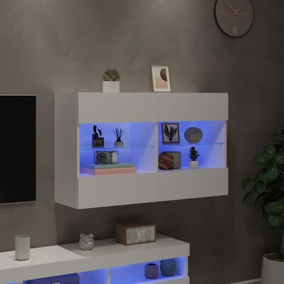vidaXL TV-seinäkaappi LED-valoilla valkoinen 98,5x30x60,5 cm