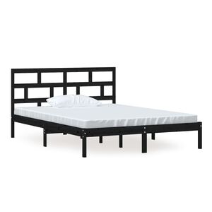 vidaXL S&auml;ngynrunko musta 150x200 cm King Size t&auml;ysi puu