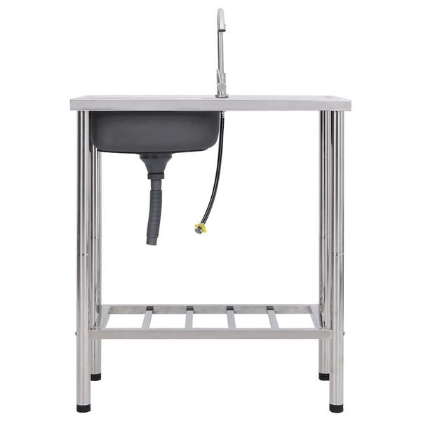 vidaXL Leirint&auml;alueen pesuallas hanalla ruostumaton ter&auml;s