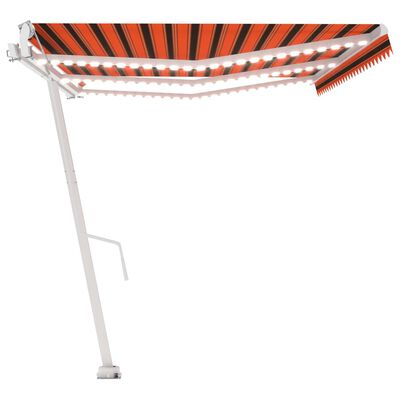 vidaXL Sisäänkelattava markiisi LED/tuulisens. 600x300cm oranssiruskea