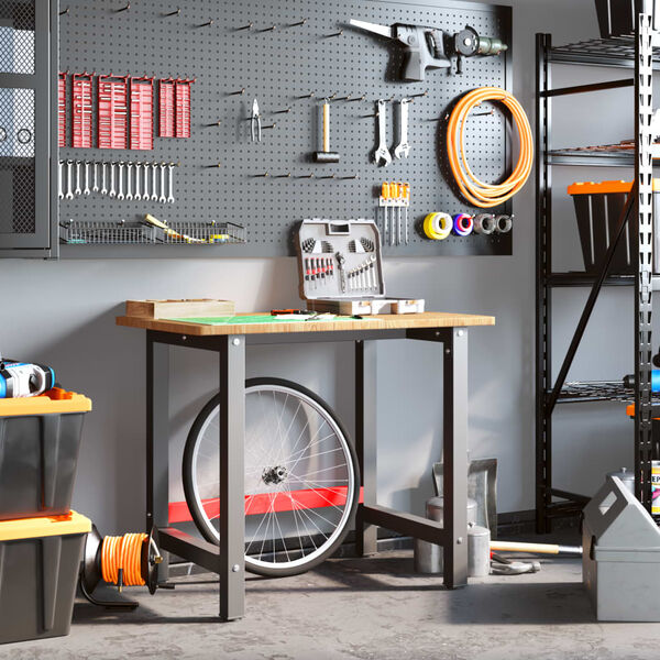 vidaXL Ty&ouml;penkki vaaleanruskea 100x60x81,5 cm t&auml;ysi tammi suorakaide