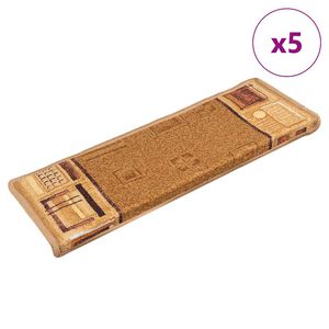 vidaXL Itsekiinnittyv&auml;t porrasmatot 5 kpl 65x21x4 cm beige
