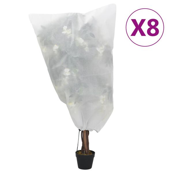 vidaXL Kasvien fleecepeite kiristysnaruilla 8 kpl 70 g/m&sup2; 0,8x1,2 m