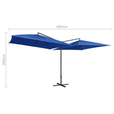 vidaXL Tupla-aurinkovarjo terästanko 250x250 cm taivaansininen