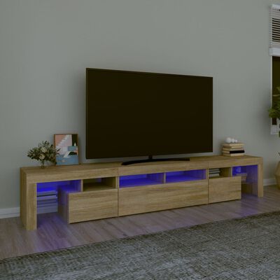vidaXL TV-taso LED-valoilla Sonoma-tammi 230x36,5x40 cm