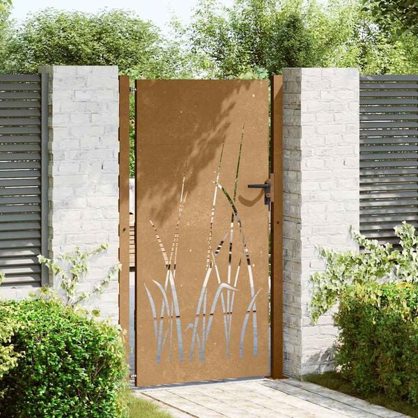 vidaXL Puutarhaportti 100x200 cm Corten-ter&auml;s Ruohokuvio
