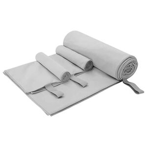 vidaXL Urheilupyyhesetti 3 kpl Harmaa 210 x 100 cm