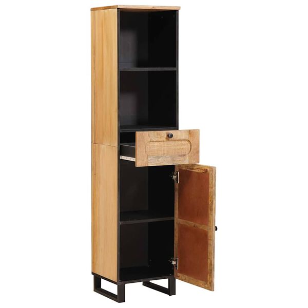 vidaXL Kylpyhuonekaappi Ruskea 38 x 33 x 160 cm Kiinte&auml; mango puu