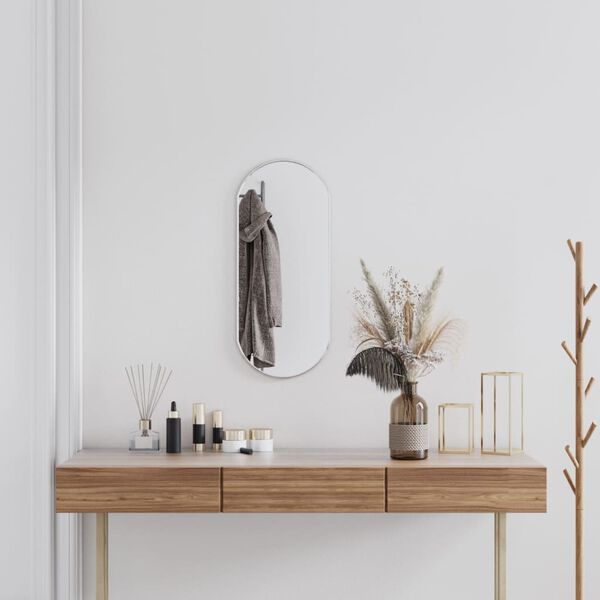 vidaXL Sein&auml;peili hopea 70x30 cm ovaali