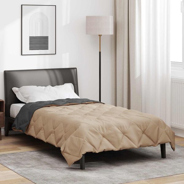vidaXL Koko Vuoden Peitto Antrasiitti ja taupe 220 x 155 cm Mikrokuitu