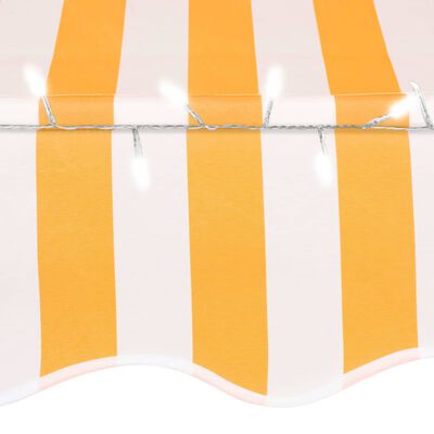 vidaXL Sisäänkelattava markiisi LED-valoilla 250 cm valkoinen/oranssi