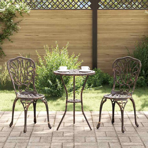 vidaXL Puutarhan Bistro Set 3 pcs pronssi Alumiini