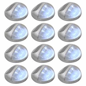 vidaXL Aurinkoenergia ulkosein&auml;valaisimet LED 12 kpl py&ouml;re&auml; hopea