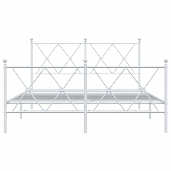 vidaXL Metallinen s&auml;ngynrunko p&auml;&auml;dyill&auml; valkoinen 137x190 cm