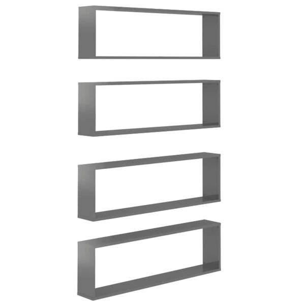 vidaXL Kuutiosein&auml;hyllyt 4 kpl korkeak. harmaa 100x15x30 cm lastulevy