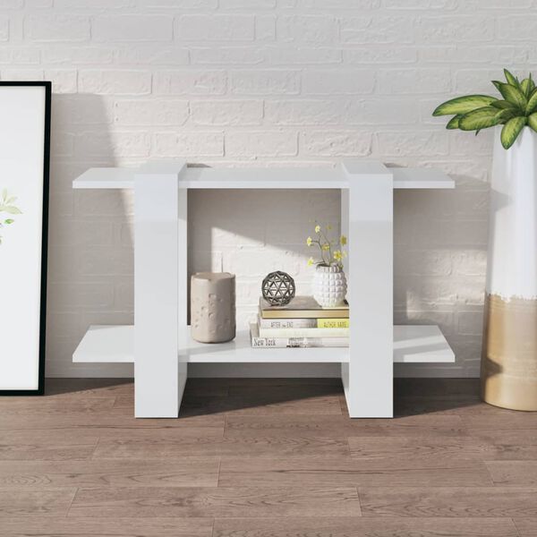 vidaXL Kirjahylly/tilanjakaja korkeakiilto valkoinen 80x30x51 cm