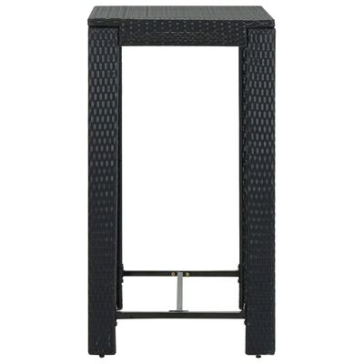 vidaXL Puutarhan baaripöytä musta 60,5x60,5x110,5 cm polyrottinki