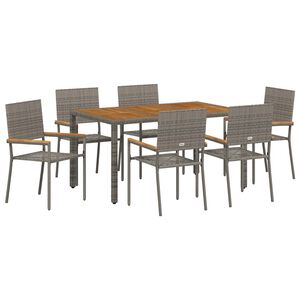 vidaXL Piharuokailu setti 7 pcs Harmaa polyrottinki