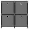 vidaXL 4 kuution esittelyhylly + laatikot harmaa 69x30x72,5 cm kangas