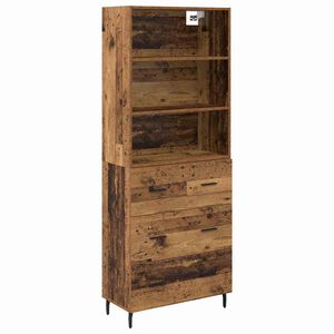 vidaXL Korkea kaappi 2 kpl Vanha Puu 69,5 x 32,5 x 180 cm Tekninen puu