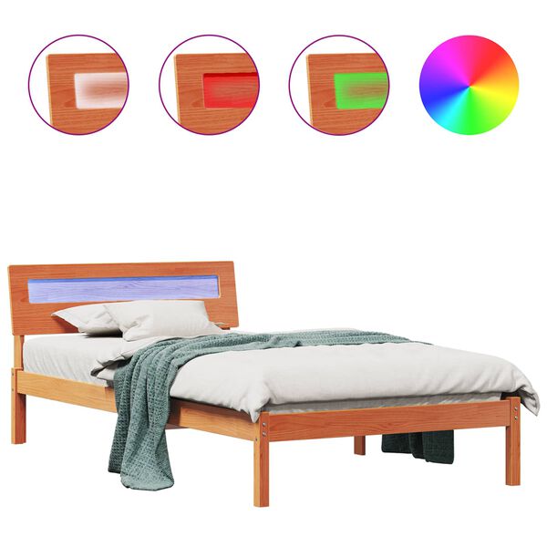 vidaXL S&auml;ngyn runko Vaha ruskea 2FT6 Small Single Massiivinen m&auml;nty