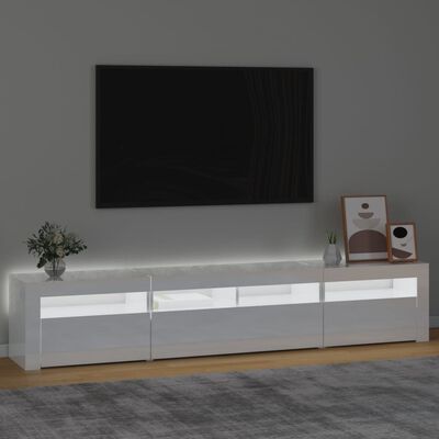 vidaXL TV-taso LED-valoilla korkeakiilto valkoinen 210x35x40 cm