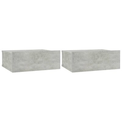 vidaXL Kelluvat yöpöydät 2 kpl betoninharmaa 40x30x15 cm lastulevy