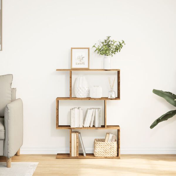 vidaXL Huoneenjakaja 3 tasoa vanha puu 70x24x97 cm tekninen puu