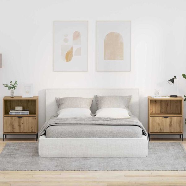 vidaXL Y&ouml;p&ouml;yd&auml;t 2 pcs artesaani tammi 49 x 36 x 61 cm Tekninen puu