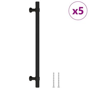 vidaXL Kaapin kahvat 5 kpl musta 192 mm ruostumaton ter&auml;s