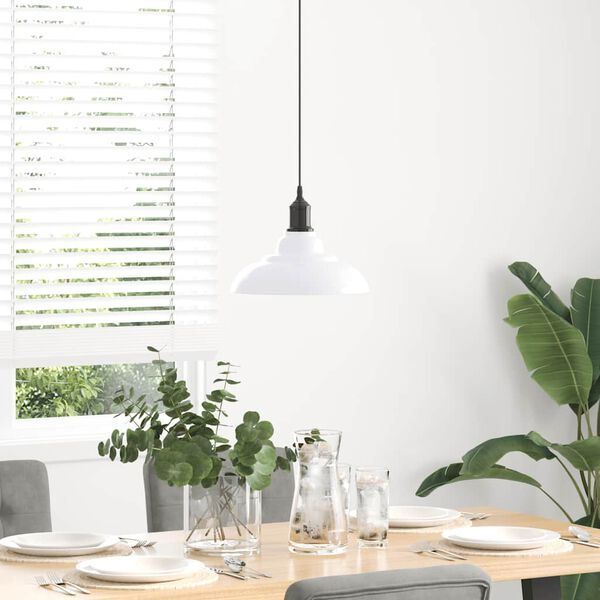 vidaXL Riippuvalaisin Korkeussäädettävä E27 Kiiltävä Valkoinen Ø 31cm