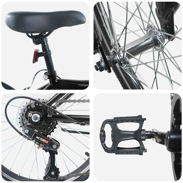 vidaXL Lastenpy&ouml;r&auml; 20 Tuumaa 6-Speed 6-11-vuotiaille Musta