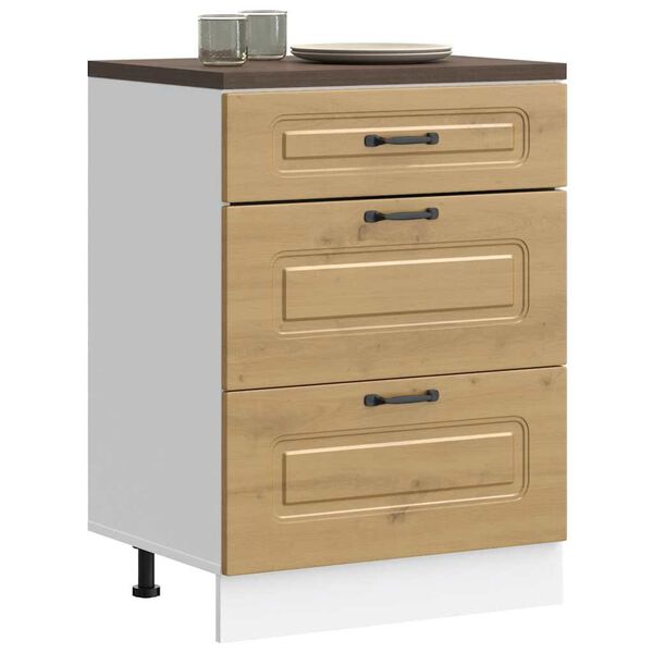 vidaXL Keitti&ouml;n pohjakaappi Kalmar k&auml;sity&ouml;l&auml;inen tammi suunniteltu puu