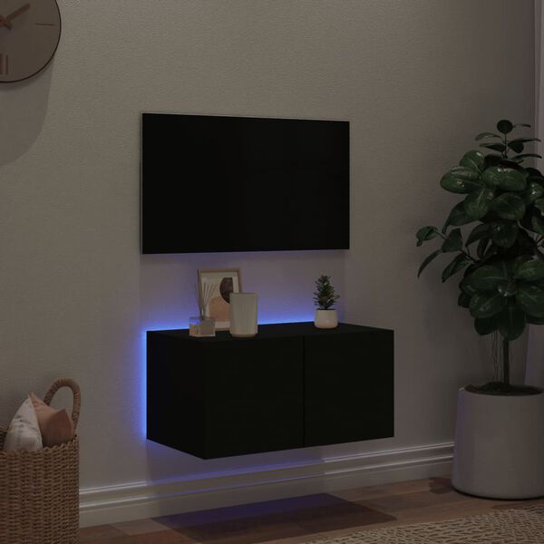 vidaXL TV-sein&auml;kaappi LED-valoilla musta 60x35x31 cm