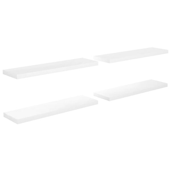 vidaXL Kelluvat sein&auml;hyllyt 4 kpl korkeakiilto valk 90x23,5x3,8 cm MDF