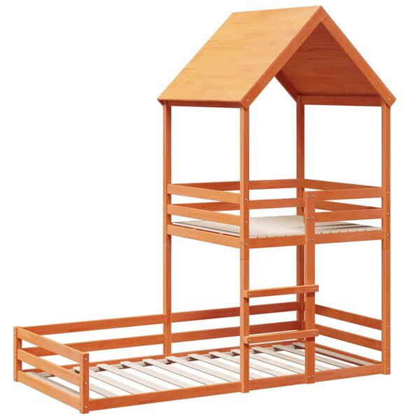 vidaXL Kerrossänky katolla vahanruskea 90x190 cm täysi mänty