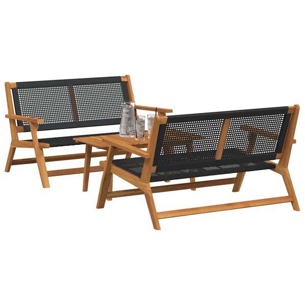 vidaXL Puutarhatuolit p&ouml;yd&auml;ll&auml; 3 pcs Musta 90 x 45 x 40 cm