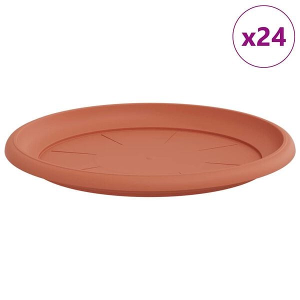 vidaXL Py&ouml;re&auml; kukkatarjotin 24 pcs Tiilenpunainen &Oslash; 14 x 2 cm Muovi